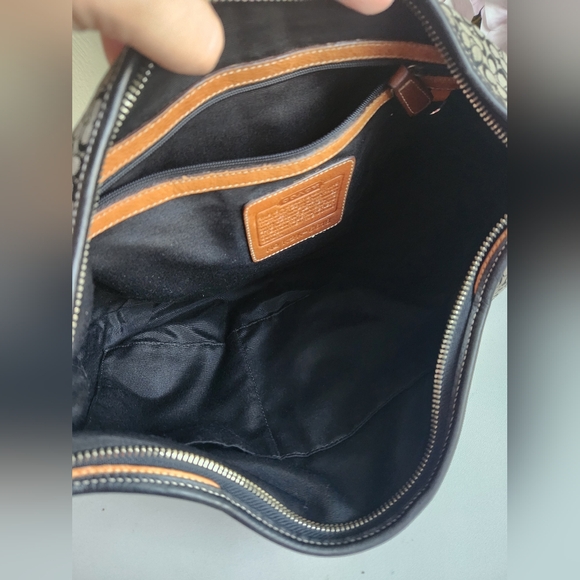 Coach Black & Grey Monogram Shoulder Bag Leather Trim - Picture 7 of 8